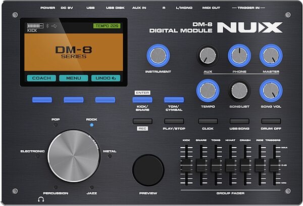 open zoom image for NUX DM-8 All-Mesh Head Digital Drum Kit, Black, view